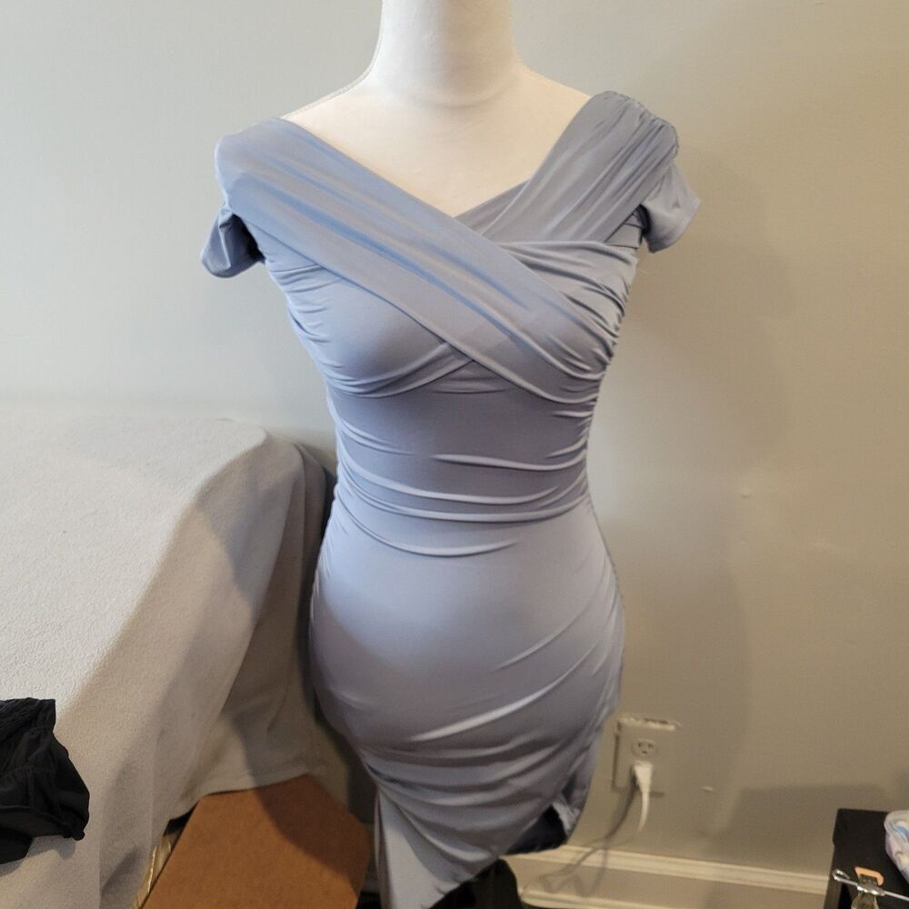 Windsor Light Blue Dusty Blue Bodycon Stretchy Dress Size XS NWT